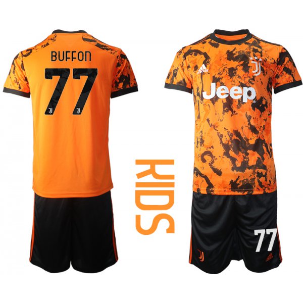 Youth 2020-2021 club Juventus away orange 77 Soccer Jerseys