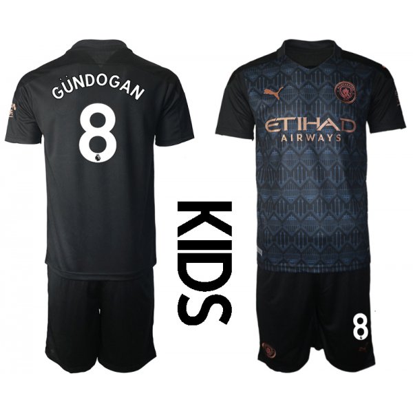 Youth 2020-2021 club Manchester City away black 8 Soccer Jerseys