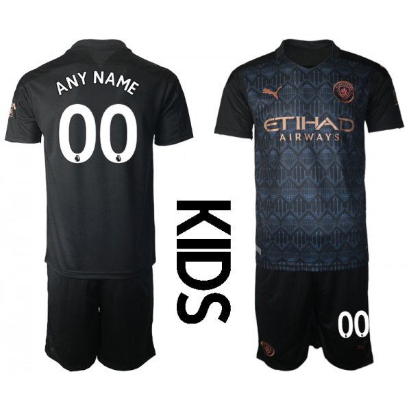Youth 2020-2021 club Manchester City away customized black Soccer Jerseys