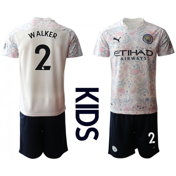 Youth 2020-2021 club Manchester City away white 2 Soccer Jerseys