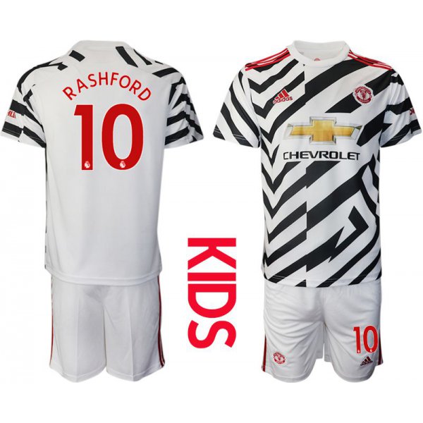 Youth 2020-2021 club Manchester united away 10 white Soccer Jerseys