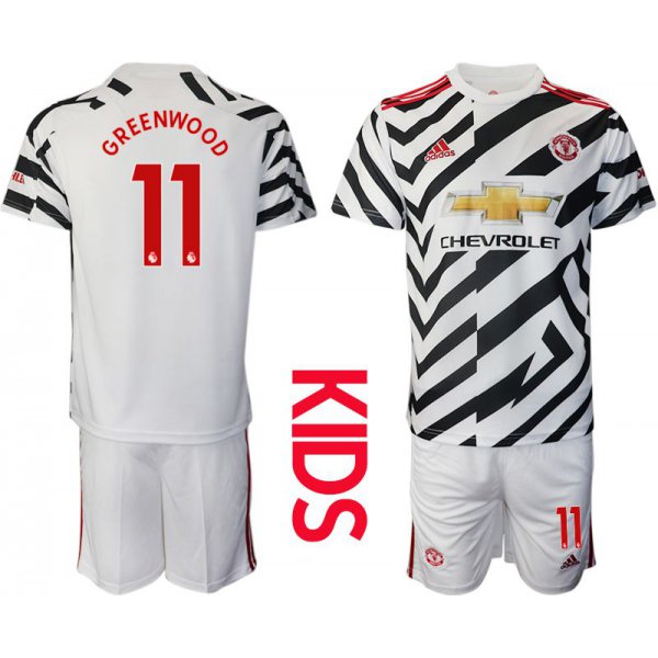 Youth 2020-2021 club Manchester united away 11 white Soccer Jerseys