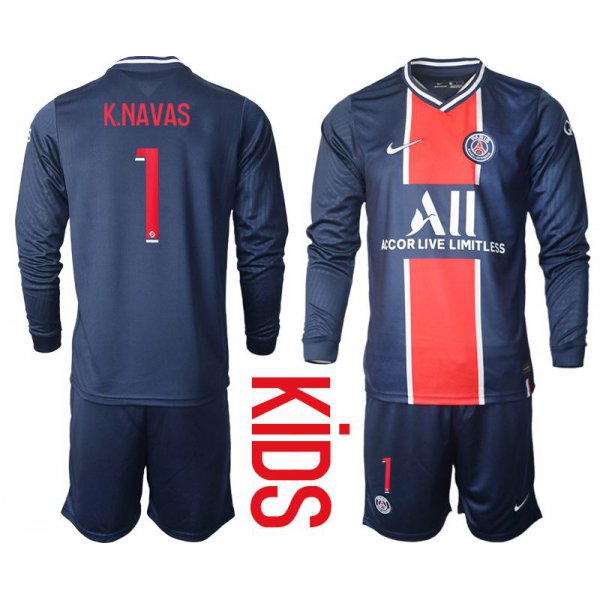 Youth 2020-2021 club Paris St German home long sleeve 1 blue Soccer Jerseys