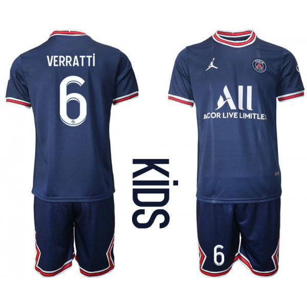 Youth 2021-2022 Club Paris St German home blue 6 Soccer Jersey