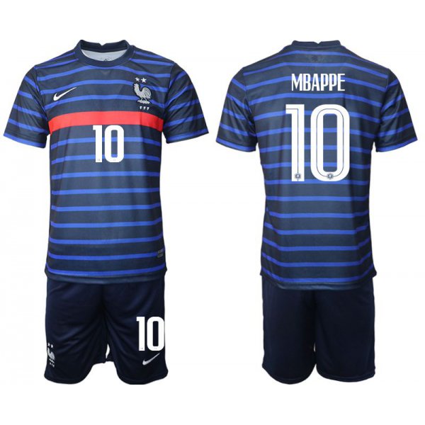Men 2020-2021 European Cup France home blue 10 Soccer Jersey1