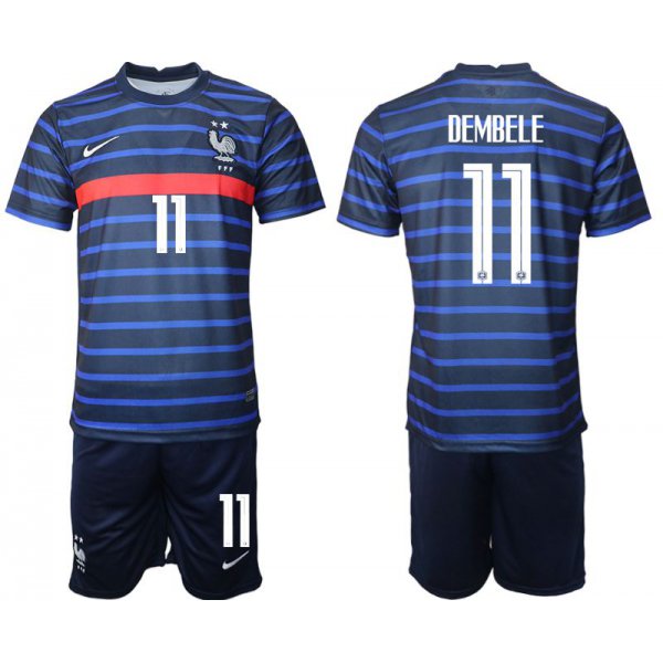 Men 2020-2021 European Cup France home blue 11 Soccer Jersey