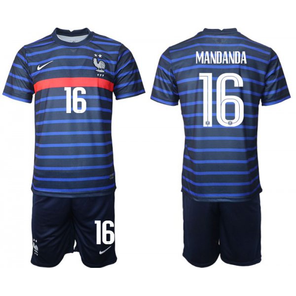 Men 2020-2021 European Cup France home blue 16 Soccer Jersey