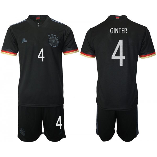 Men 2020-2021 European Cup Germany away black 4 Adidas Soccer Jersey