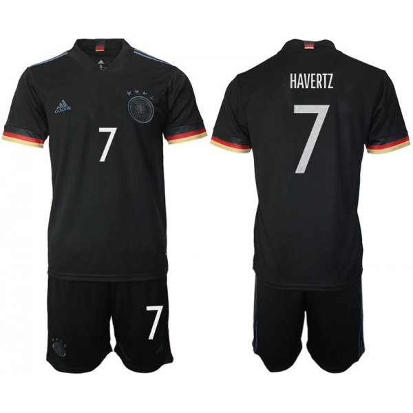 Men 2020-2021 European Cup Germany away black 7 Adidas Soccer Jersey