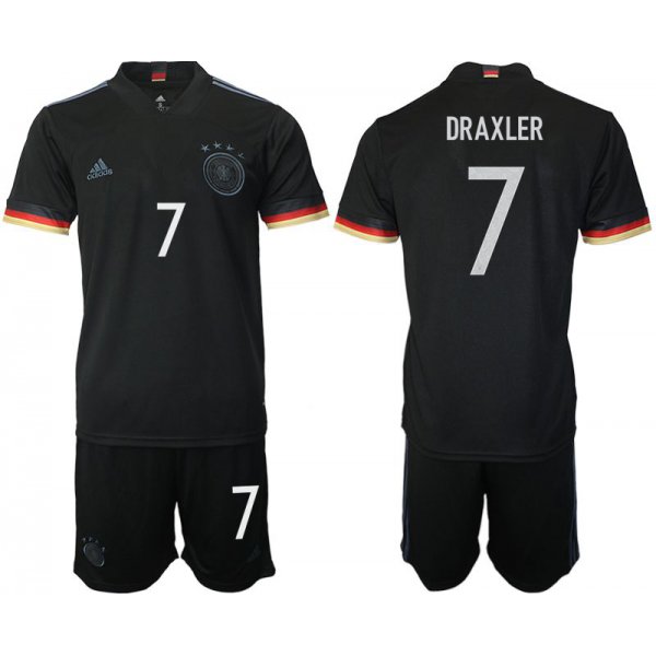 Men 2020-2021 European Cup Germany away black 7 Adidas Soccer Jerseys
