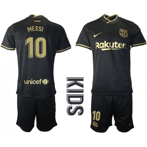 Youth 2020-2021 club Barcelona away 10 black Soccer Jerseys