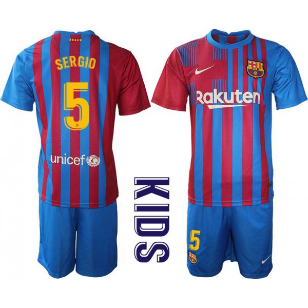 Youth 2021-2022 Club Barcelona home blue 5 Nike Soccer Jersey