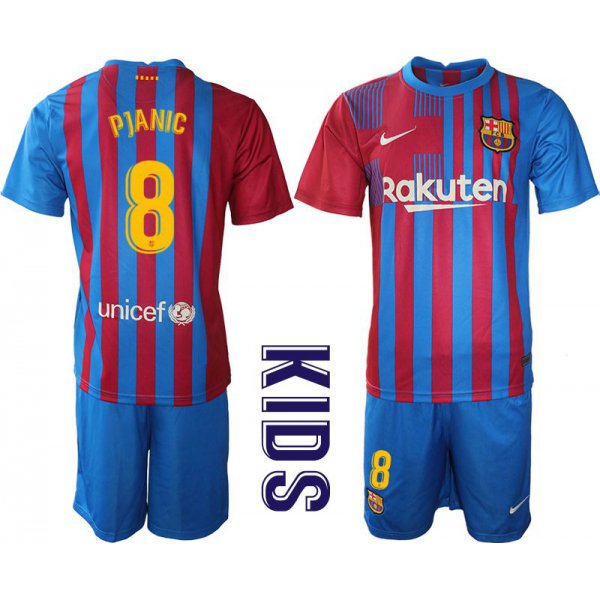 Youth 2021-2022 Club Barcelona home blue 8 Nike Soccer Jersey