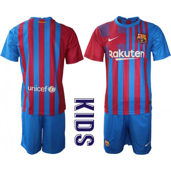 Youth 2021-2022 Club Barcelona home blue blank Nike Soccer Jersey