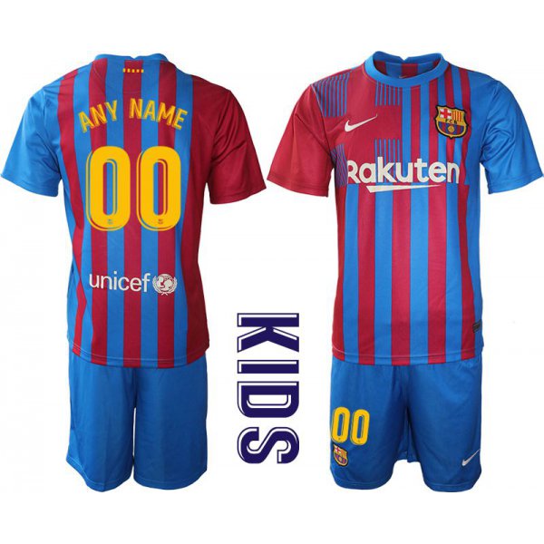 Youth 2021-2022 Club Barcelona home blue customized Nike Soccer Jersey