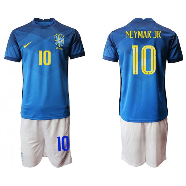 Men 2020-2021 Season National team Brazil away blue 10 Soccer Jersey