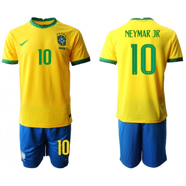 Men 2020-2021 Season National team Brazil home yellow 10 Soccer Jersey