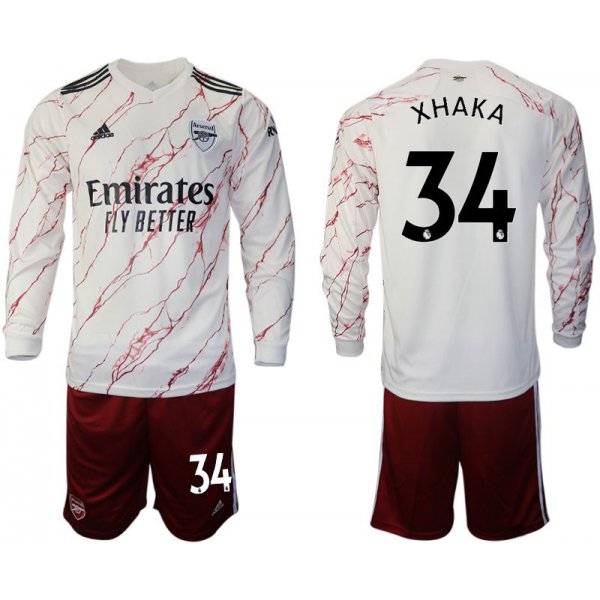 Men 2020-2021 club Arsenal away long sleeve 34 white Soccer Jerseys