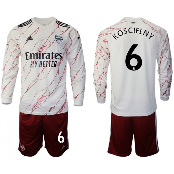 Men 2020-2021 club Arsenal away long sleeve 6 white Soccer Jerseys