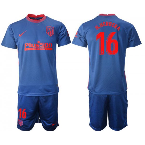 Men 2020-2021 club Atletico Madrid away 16 blue Soccer Jerseys