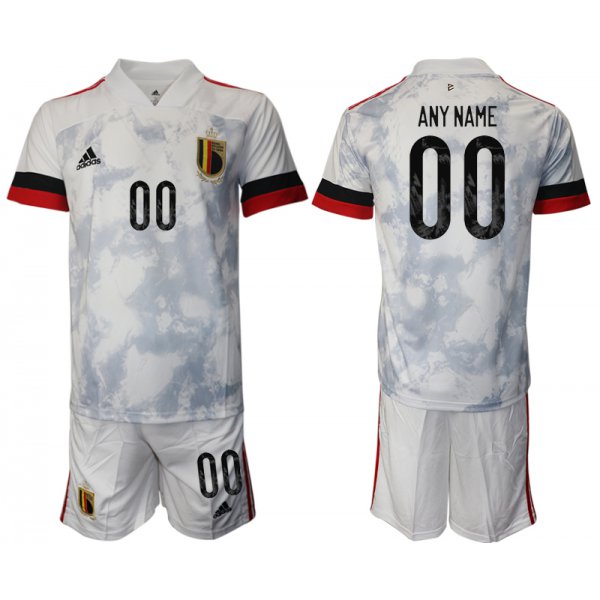 Men 2021 European Cup Belgium away white customized Soccer Jersey