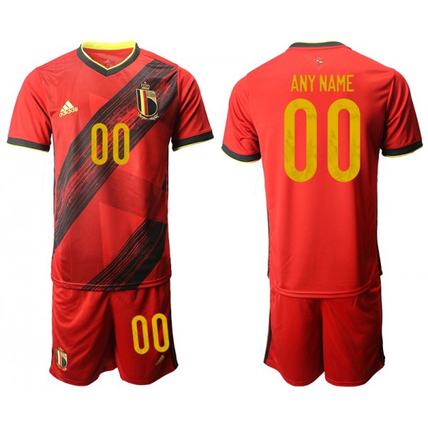 Men 2021 European Cup Belgium home red customized Soccer Jersey