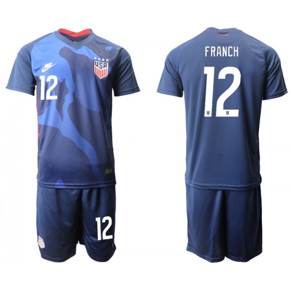 Men 2020-2021 Season National team United States away blue 12 Soccer Jersey1