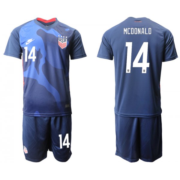 Men 2020-2021 Season National team United States away blue 14 Soccer Jersey