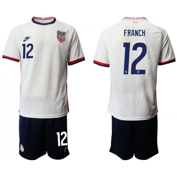 Men 2020-2021 Season National team United States home white 12 Soccer Jersey