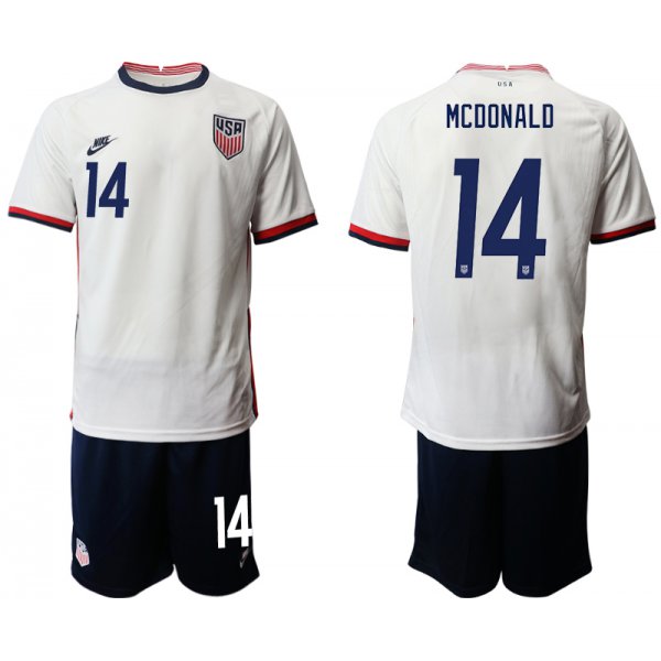 Men 2020-2021 Season National team United States home white 14 Soccer Jersey