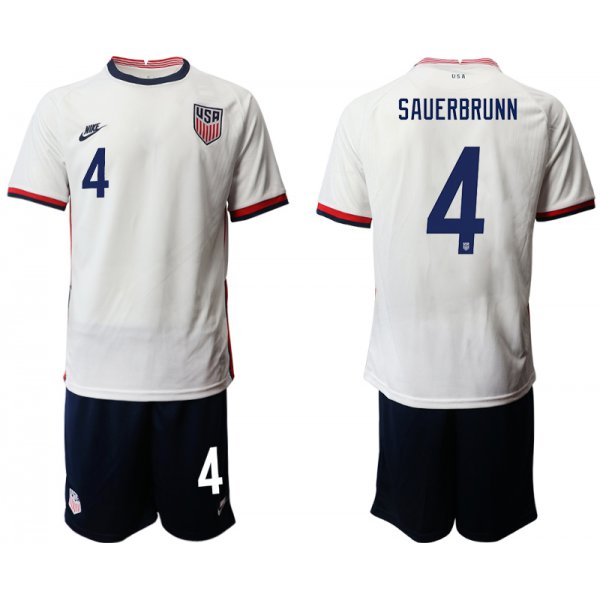 Men 2020-2021 Season National team United States home white 4 Soccer Jersey