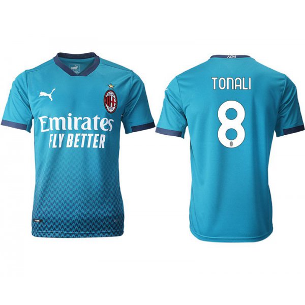 Men 2020-2021 club AC milan away aaa version 8 blue Soccer Jerseys