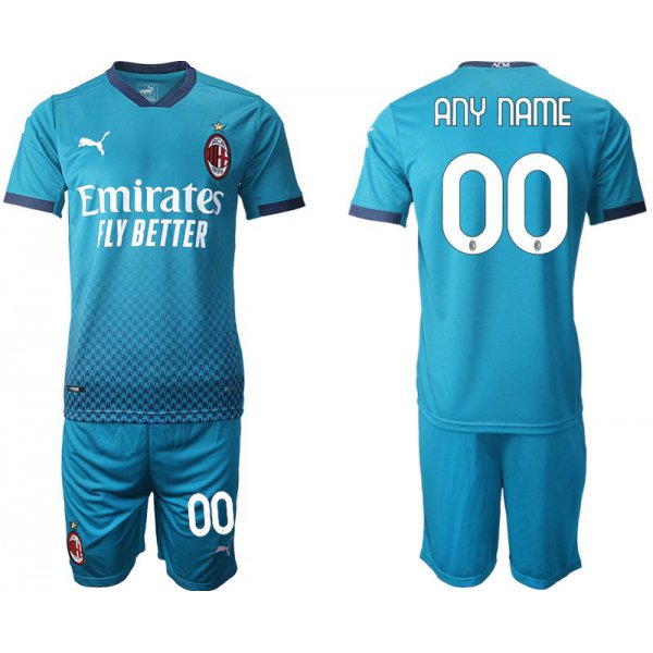 Men 2020-2021 club AC milan away customized blue Soccer Jerseys