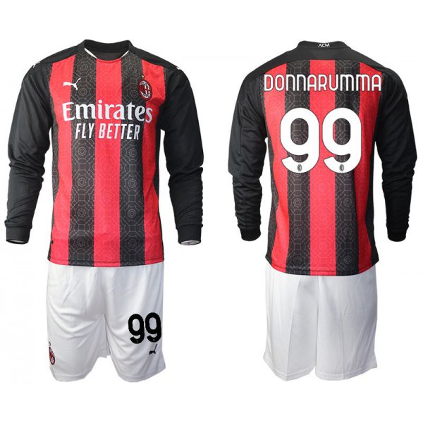 Men 2020-2021 club AC milan home long sleeve 99 red Soccer Jerseys