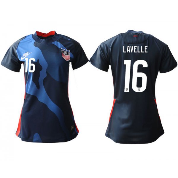 Women 2020-2021 Season National Team America away aaa 16 blue Soccer Jerseys