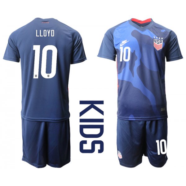 Youth 2020-2021 Season National team United States away blue 10 Soccer Jersey