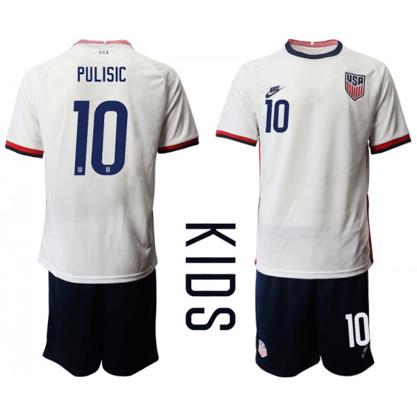 Youth 2020-2021 Season National team United States home white 10 Soccer Jersey1