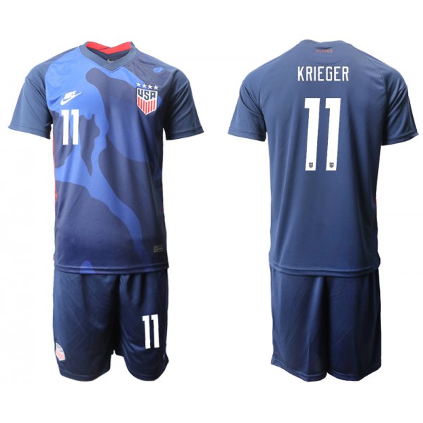 Men 2020-2021 Season National team United States away blue 11 Soccer Jersey