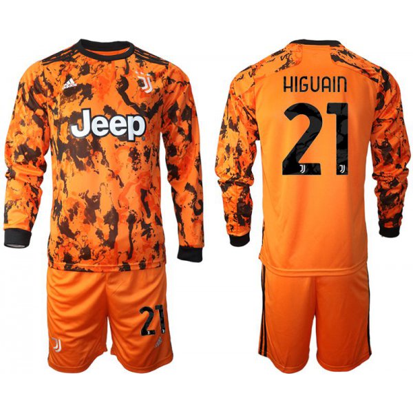 Men 2020-2021 club Juventus away long sleeves 21 orange Soccer Jerseys