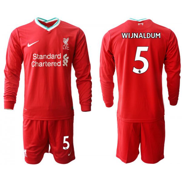 Men 2020-2021 club Liverpool home long sleeves 5 red Soccer Jerseys