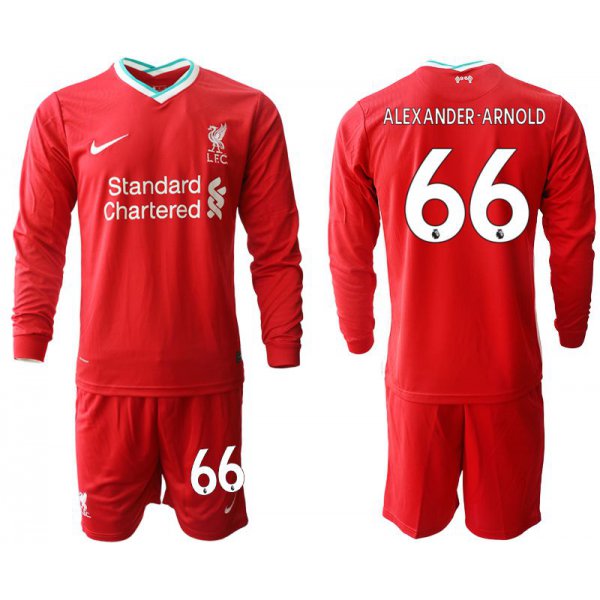 Men 2020-2021 club Liverpool home long sleeves 66 red Soccer Jerseys