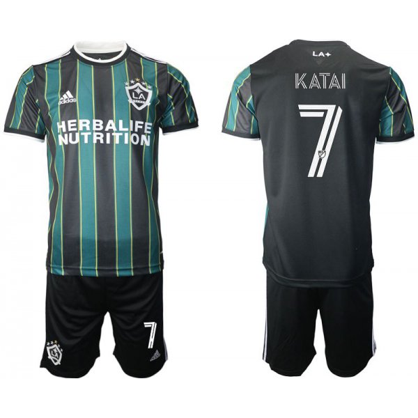 Men 2021-2022 Club Los Angeles Galaxy away black 7 Adidas Soccer Jersey