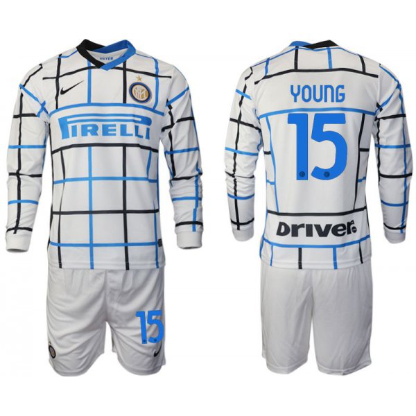 Men 2020-2021 club Inter milan away long sleeve 15 white Soccer Jerseys