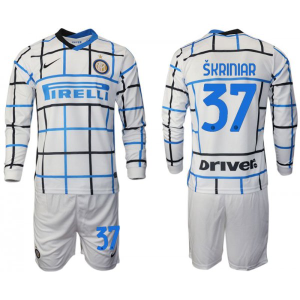 Men 2020-2021 club Inter milan away long sleeve 37 white Soccer Jerseys