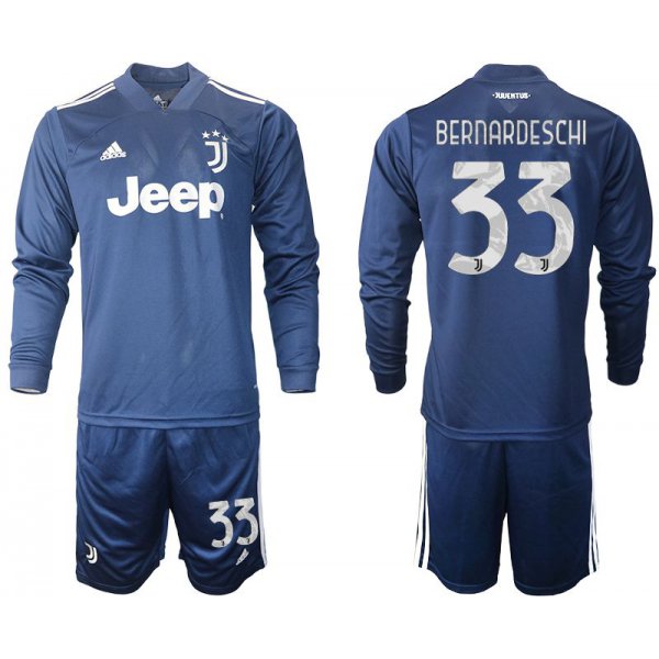 Men 2020-2021 club Juventus away long sleeves 33 blue Soccer Jerseys