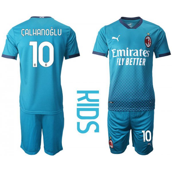 Youth 2020-2021 club AC milan away 10 blue Soccer Jerseys