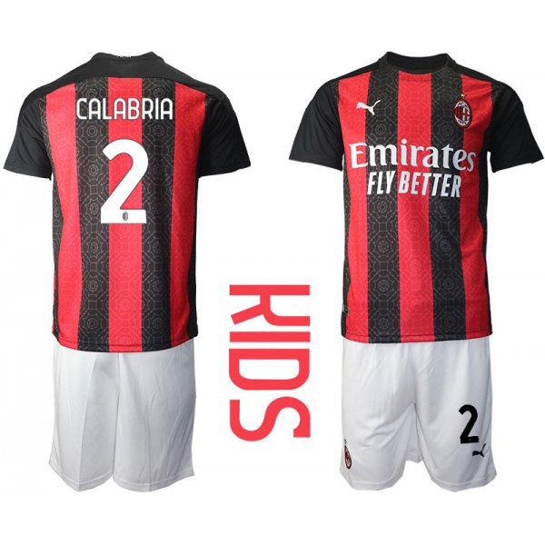 Youth 2020-2021 club AC milan home 2 red Soccer Jerseys