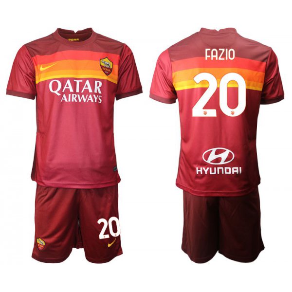Men 2020-2021 club AS Roma home 20 red Soccer Jerseys