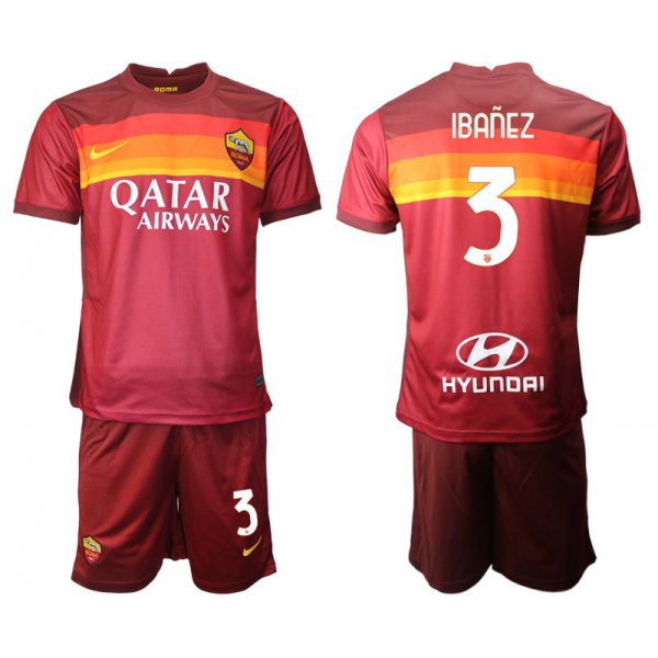 Men 2020-2021 club AS Roma home 3 red Soccer Jerseys