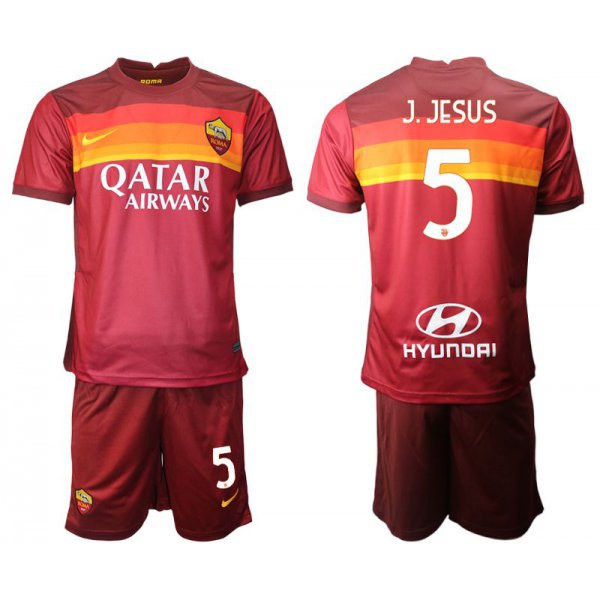 Men 2020-2021 club AS Roma home 5 red Soccer Jerseys